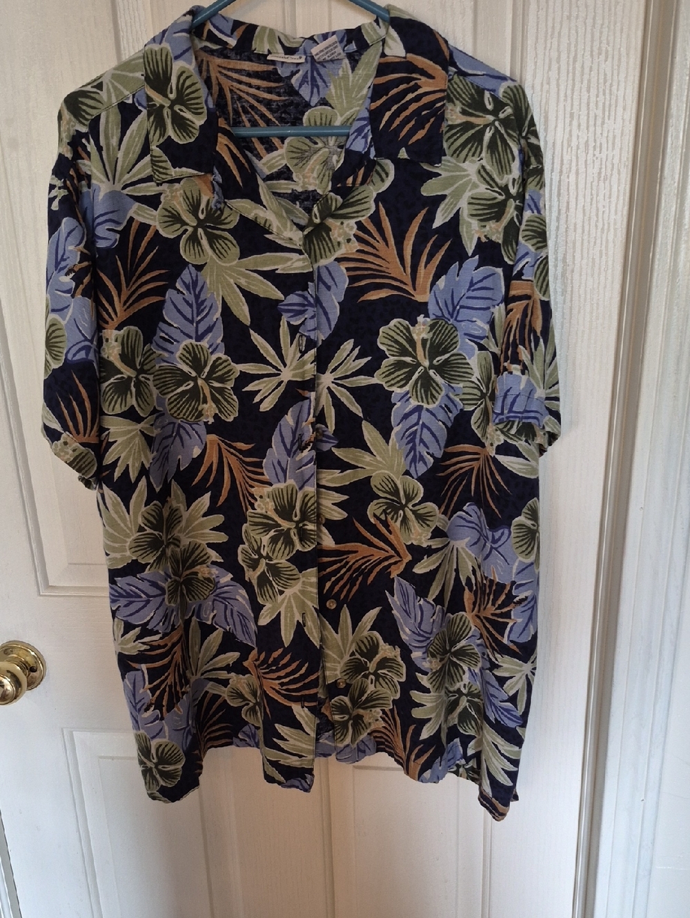NorthCrest Tropical Print Camp Shirt - Navy, Olive & Lavender